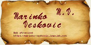 Marinko Vesković vizit kartica